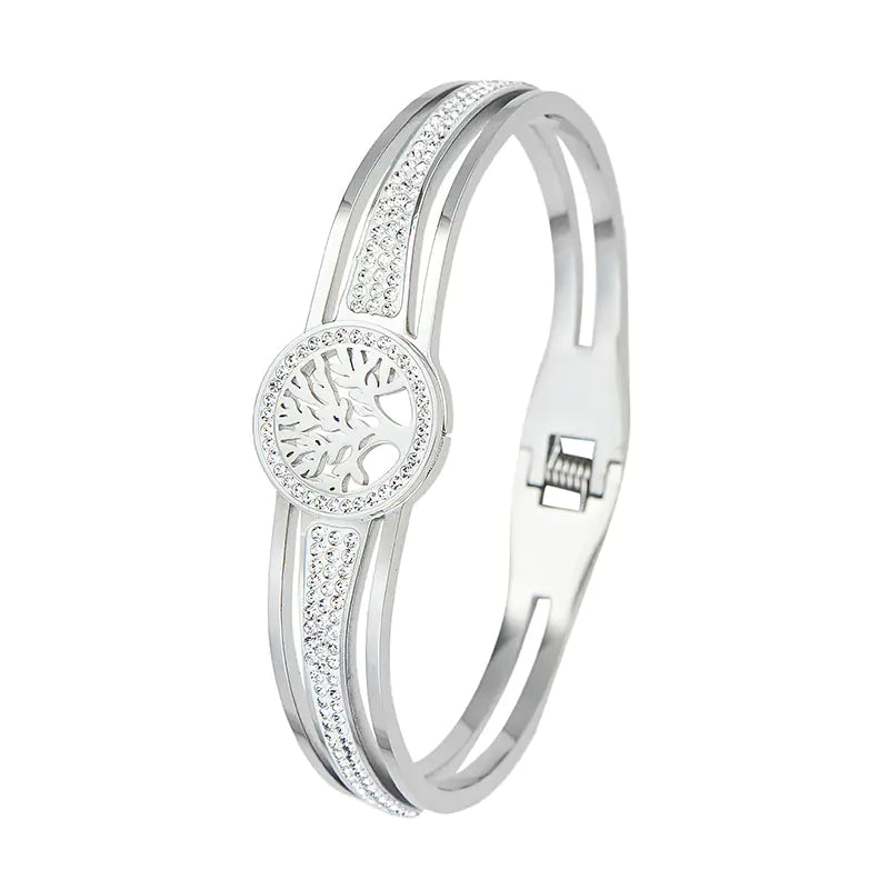 Bracciale con albero della vita in acciaio al titanio placcato sottovuoto