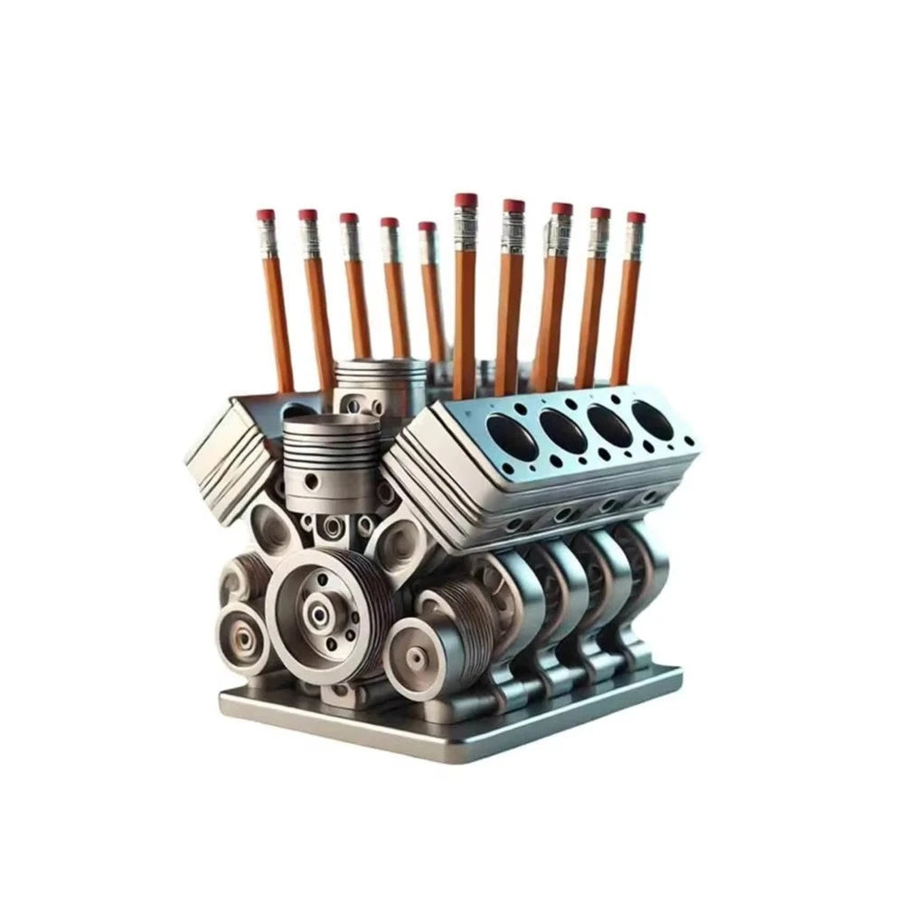 Portapenne a Forma di Motore V6/V8 – Organizer da Scrivania in Resina, Decorazione Divertente per Ufficio e Casa