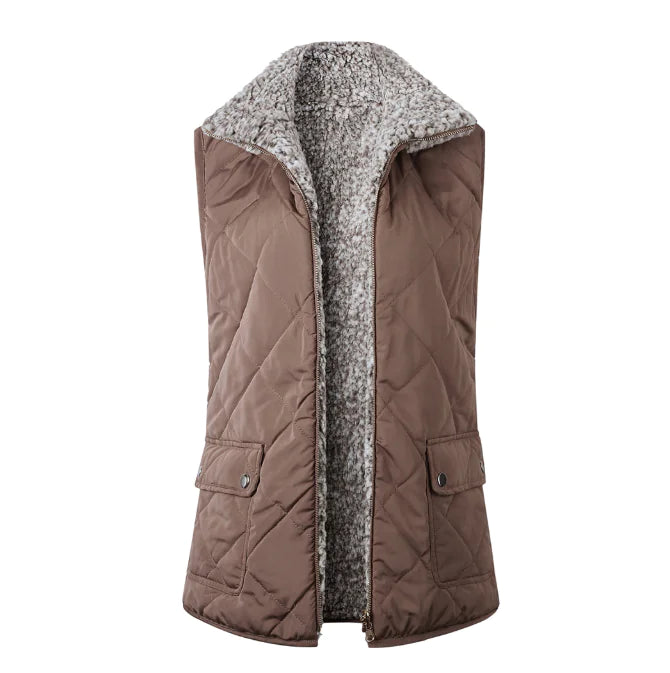 Gilet reversibile con tasca con zip da donna per autunno/inverno