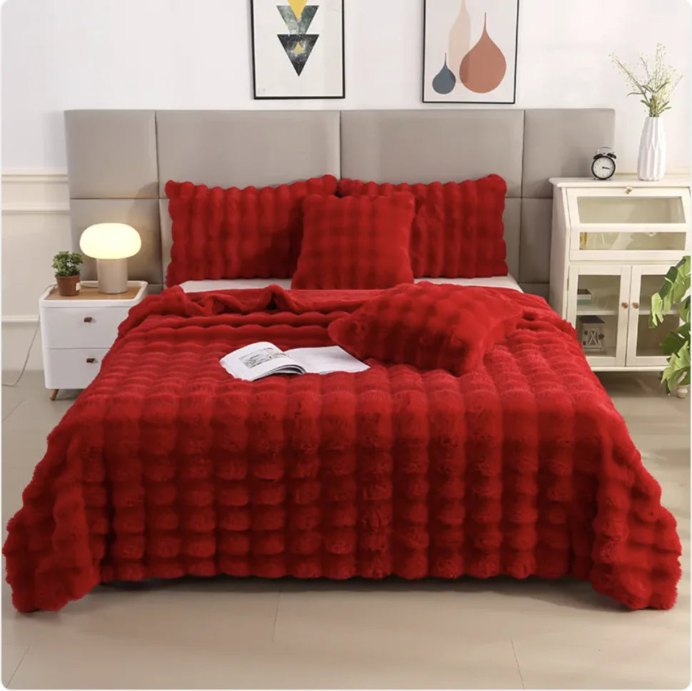 Coperta calda in pelliccia a doppio strato spesso