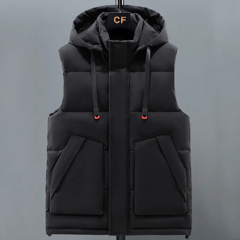 Gilet da uomo mimetico con cappello caldo staccabile per autunno/inverno