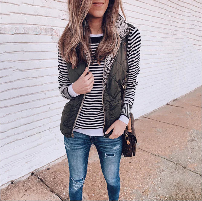 Gilet reversibile con tasca con zip da donna per autunno/inverno