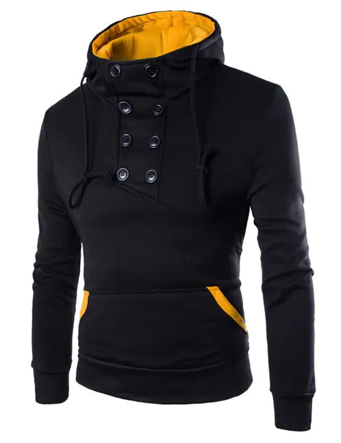 Felpa corta con cappuccio da uomo con design doppiopetto