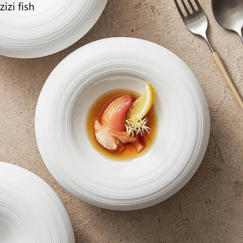 Piatto Isotermico in Ceramica Bianca – Doppio Strato, Stile Moderno, Per Uso Domestico o Professionale