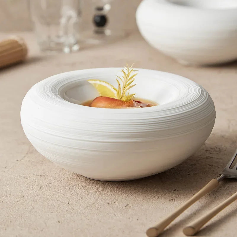 Piatto Isotermico in Ceramica Bianca – Doppio Strato, Stile Moderno, Per Uso Domestico o Professionale