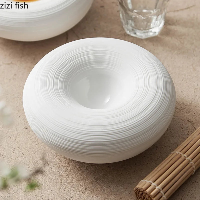 Piatto Isotermico in Ceramica Bianca – Doppio Strato, Stile Moderno, Per Uso Domestico o Professionale