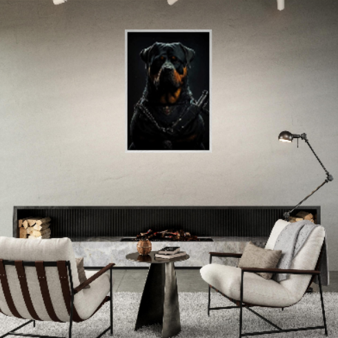 Rottweiler (Collezione Animali e Natura) con cornice in legno pregiato