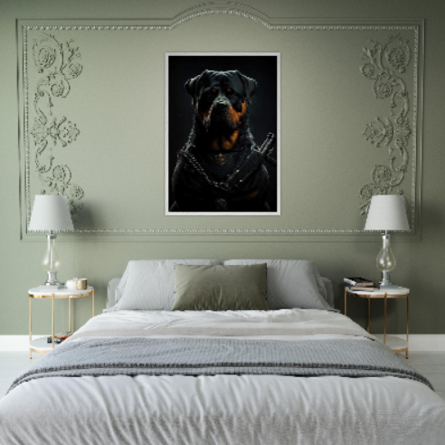 Rottweiler (Collezione Animali e Natura) con cornice in legno pregiato
