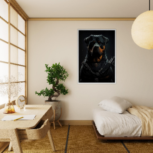 Rottweiler (Collezione Animali e Natura) con cornice in legno pregiato