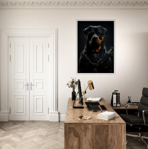Rottweiler (Collezione Animali e Natura) con cornice in legno pregiato