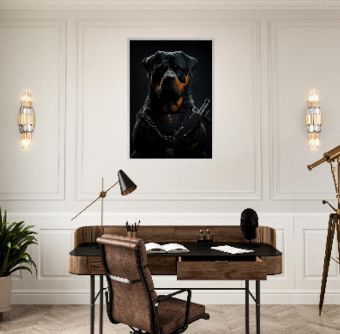 Rottweiler (Collezione Animali e Natura) con cornice in legno pregiato