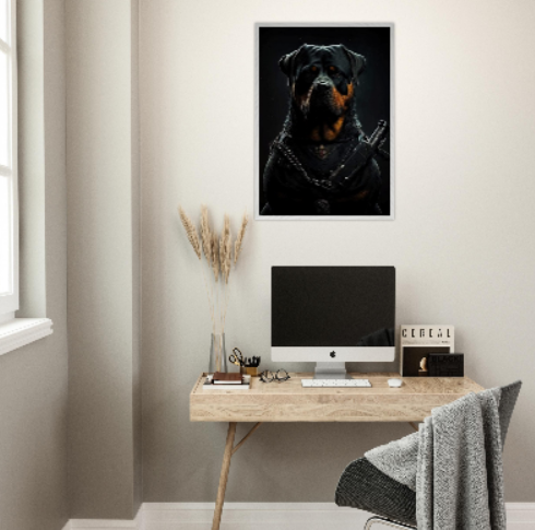 Rottweiler (Collezione Animali e Natura) con cornice in legno pregiato