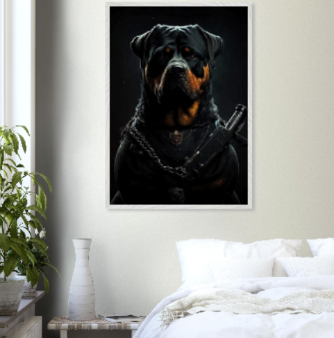 Rottweiler (Collezione Animali e Natura) con cornice in legno pregiato