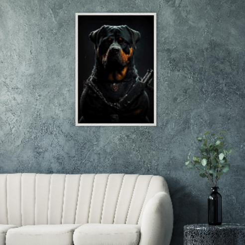 Rottweiler (Collezione Animali e Natura) con cornice in legno pregiato