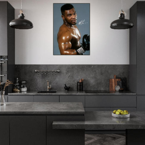 Iron Mike Tyson ( autografato ) - con Cornice in Alluminio