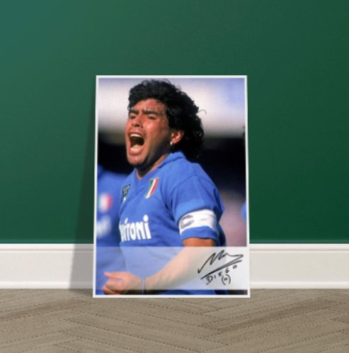 Diego Armando Maradona ( Autografato ) - Con cornice in Legno di vari colori ULTIM0 STOCK DISPONIBILE⏳