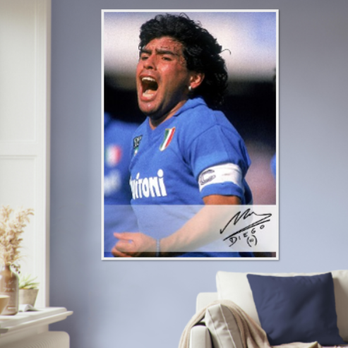 Diego Armando Maradona ( Autografato ) - Con cornice in Legno di vari colori ULTIM0 STOCK DISPONIBILE⏳