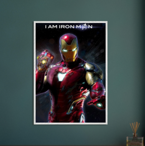 Iron Man ( Collezione Marvel e supereroi ) Con cornice in legno di vari colori.