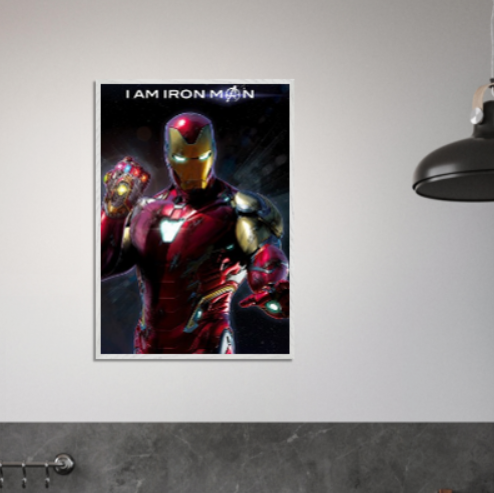 Iron Man ( Collezione Marvel e supereroi ) Con cornice in legno di vari colori.