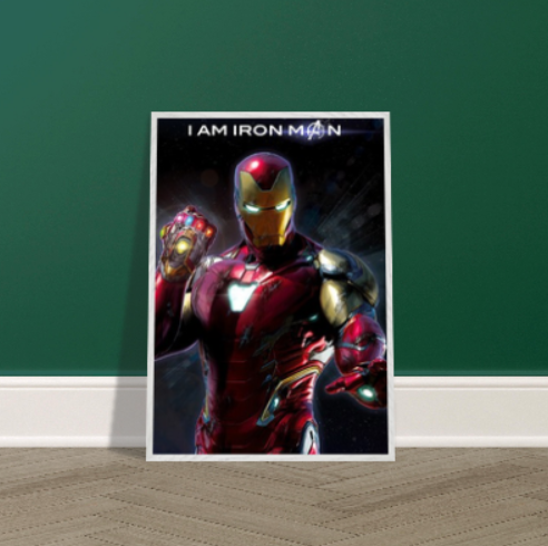 Iron Man ( Collezione Marvel e supereroi ) Con cornice in legno di vari colori.