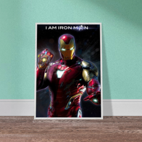 Iron Man ( Collezione Marvel e supereroi ) Con cornice in legno di vari colori.