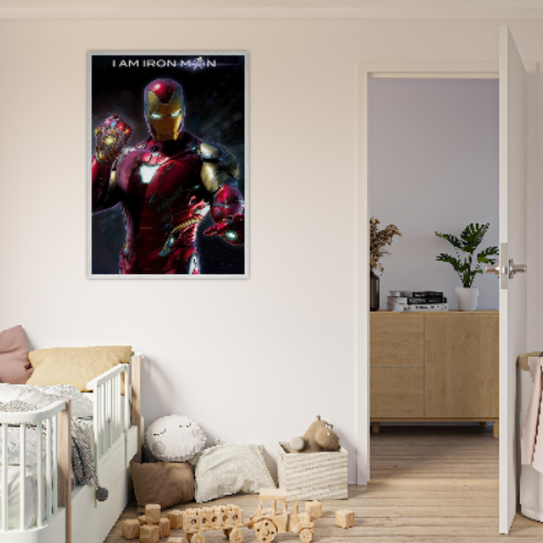 Iron Man ( Collezione Marvel e supereroi ) Con cornice in legno di vari colori.