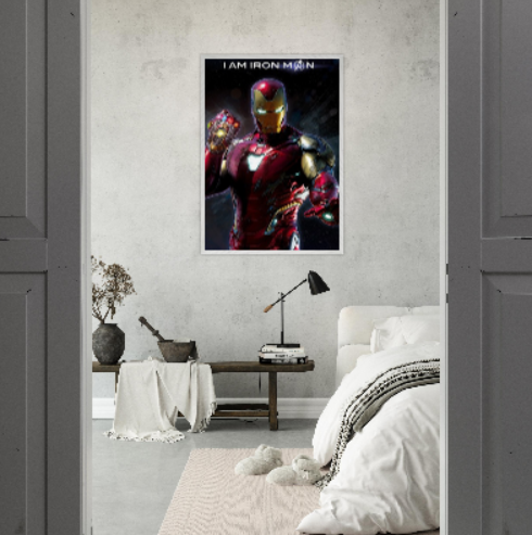 Iron Man ( Collezione Marvel e supereroi ) Con cornice in legno di vari colori.