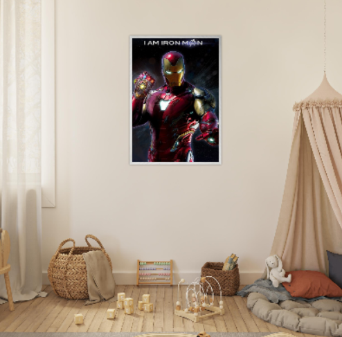Iron Man ( Collezione Marvel e supereroi ) Con cornice in legno di vari colori.