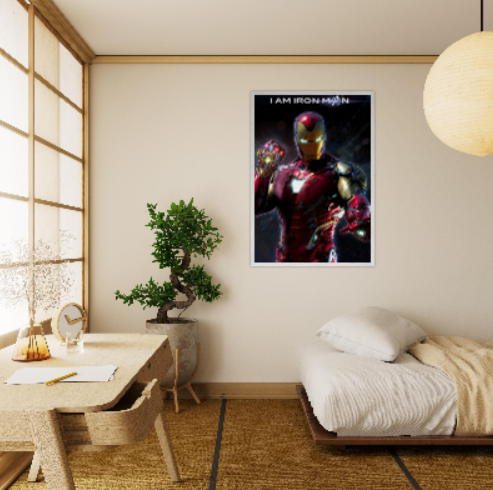 Iron Man ( Collezione Marvel e supereroi ) Con cornice in legno di vari colori.