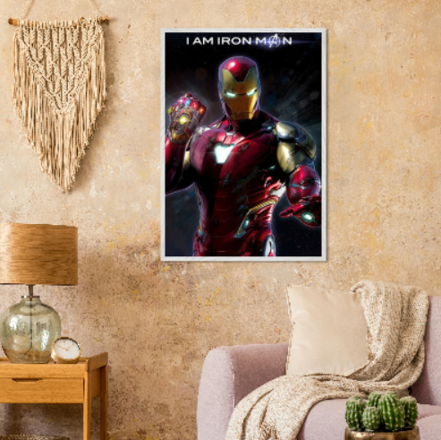 Iron Man ( Collezione Marvel e supereroi ) Con cornice in legno di vari colori.