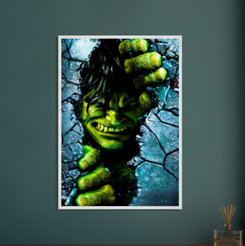 Hulk - ( collezione Marvel e Supereroi ) con cornice in legno di vari colori .. Prodotto in arrivo..