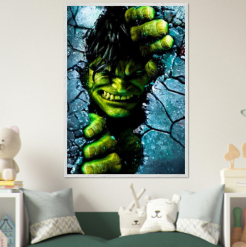 Hulk - ( collezione Marvel e Supereroi ) con cornice in legno di vari colori .. Prodotto in arrivo..