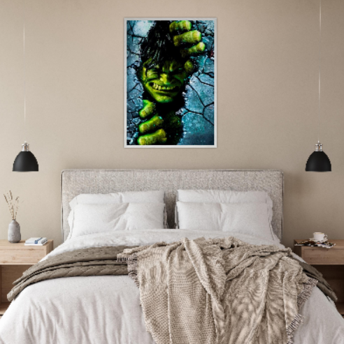 Hulk - ( collezione Marvel e Supereroi ) con cornice in legno di vari colori .. Prodotto in arrivo..