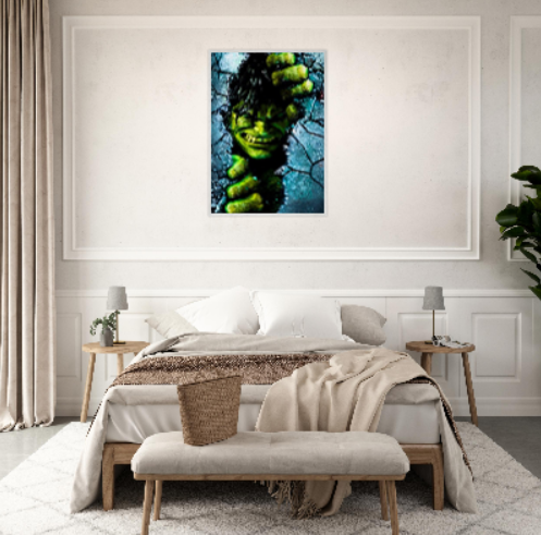 Hulk - ( collezione Marvel e Supereroi ) con cornice in legno di vari colori .. Prodotto in arrivo..