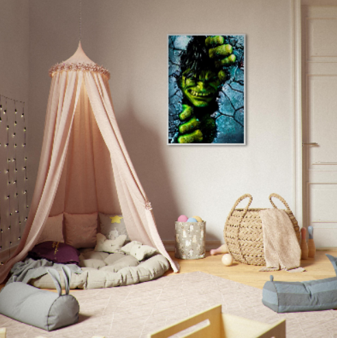 Hulk - ( collezione Marvel e Supereroi ) con cornice in legno di vari colori .. Prodotto in arrivo..