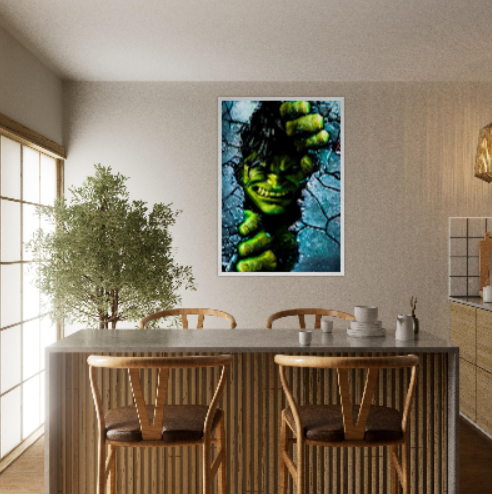 Hulk - ( collezione Marvel e Supereroi ) con cornice in legno di vari colori .. Prodotto in arrivo..