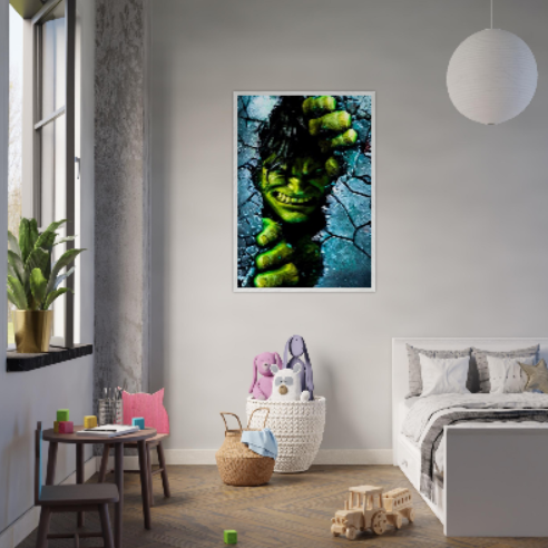 Hulk - ( collezione Marvel e Supereroi ) con cornice in legno di vari colori .. Prodotto in arrivo..