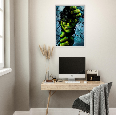 Hulk - ( collezione Marvel e Supereroi ) con cornice in legno di vari colori .. Prodotto in arrivo..