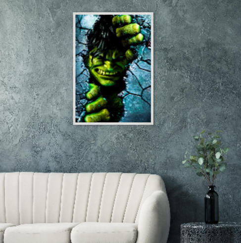 Hulk - ( collezione Marvel e Supereroi ) con cornice in legno di vari colori .. Prodotto in arrivo..