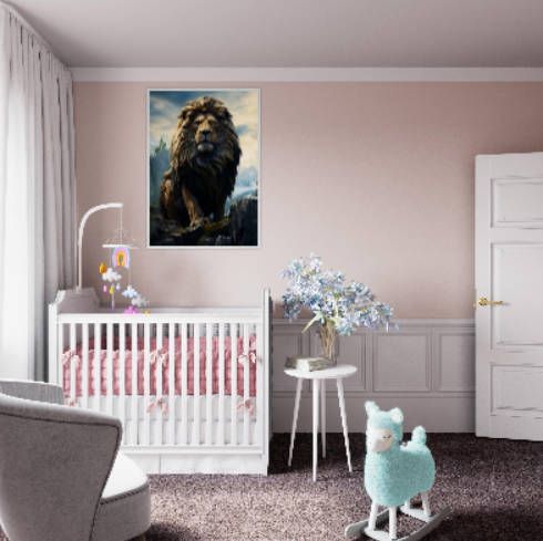 Leone sulla rupe ( collezione Natura e Animali ) con cornice in legno di vari colori