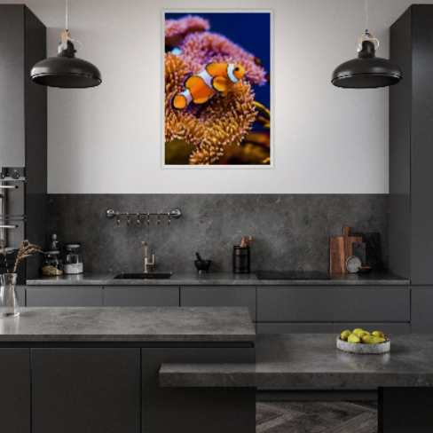 Pesce pagliaccio ( collezione Animali e Natura ) con cornice in legno di vari colori