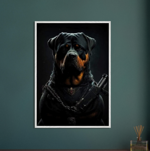 Rottweiler (Collezione Animali e Natura) con cornice in legno pregiato