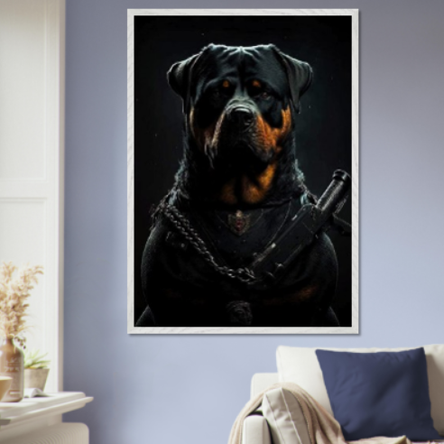 Rottweiler (Collezione Animali e Natura) con cornice in legno pregiato