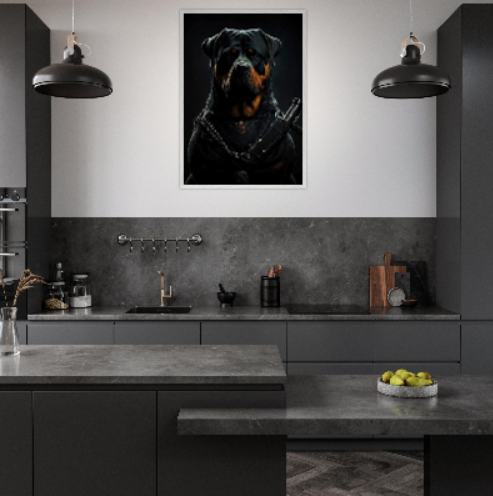 Rottweiler (Collezione Animali e Natura) con cornice in legno pregiato