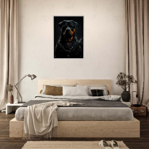 Rottweiler (Collezione Animali e Natura) con cornice in legno pregiato