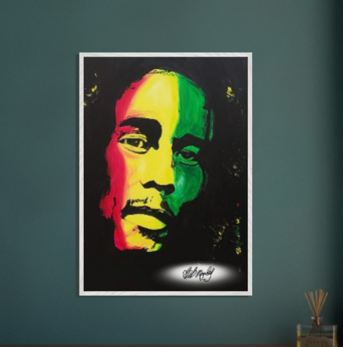 Bob Marley Autografato ( Collezione personaggi famosi ) Con cornice in legno pregiato di vari colori