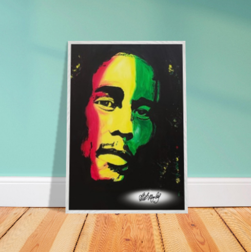Bob Marley Autografato ( Collezione personaggi famosi ) Con cornice in legno pregiato di vari colori