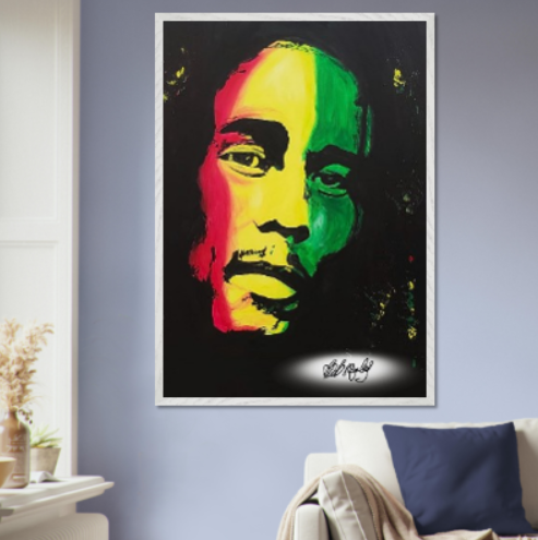 Bob Marley Autografato ( Collezione personaggi famosi ) Con cornice in legno pregiato di vari colori