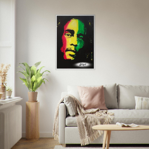 Bob Marley Autografato ( Collezione personaggi famosi ) Con cornice in legno pregiato di vari colori