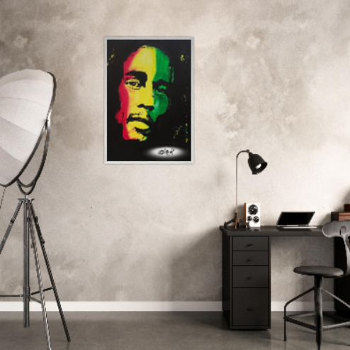 Bob Marley Autografato ( Collezione personaggi famosi ) Con cornice in legno pregiato di vari colori
